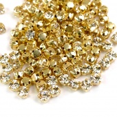 MC Chaton Maxima в золотистой оправе ss16 (~4мм) Light gold quartz (10 шт.)
