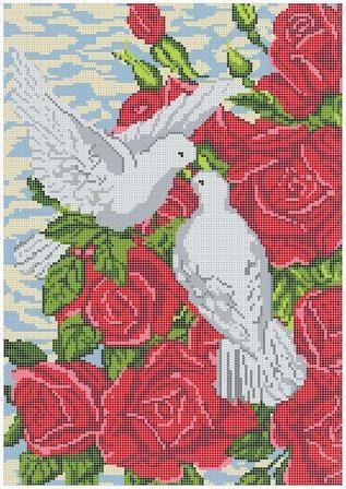 Схема вышивки «любовь и голуби» (№85359)